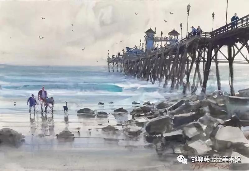 加州海边的码头 26×38cm 2019